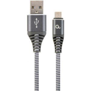 Gembird USB Male la microUSB Male, 2 m, Grey/White