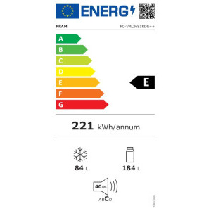 Fram FC-VRL2681RDE++, 268 L, Clasa E, Less Frost, Control mecanic, Iluminare LED, 170 cm, Rosu