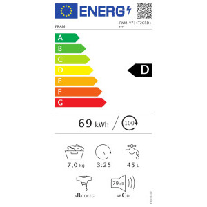 Fram FWM-V714T2CRD+++, 7 kg, 1400 RPM, Clasa D, Eco Logic, Crem
