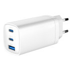 Incarcator retea Gembird TA-UC-PDQC65-01-W, 2x USB-C, 1x USB, Quick Charge 65 W, GaN, White