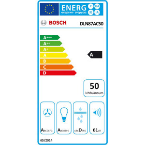 Bosch integrata DLN87AC50, Putere de absorbtie 745 m3/h, Clasa A, 4 trepte de viteza, Iluminare LED, 86 cm, Inox