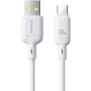 Cablu de date / adaptor Baseus Silky, USB Male la USB-C Male, 100 W, 1 m, White