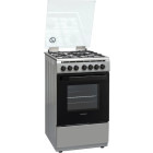 Aragaz Heinner HFSC-V60LITGC-SS, Mixt, 4 arzatoare gaz, Dispozitiv de siguranta, Aprindere electrica, Cuptor electric, Timer, Grill, Clasa A, 50 cm, Inox