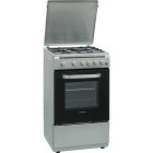 Aragaz Heinner HFSC-V60LITGSL, Gaz, 4 arzatoare, Aprindere electrica, Dispozitiv siguranta, Timer, Grill, 50 cm, Argintiu