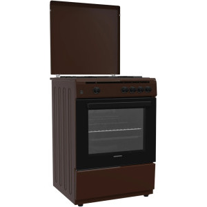 Heinner HFSC-V60BRW, 4 arzatoare, Gaz, Aprindere electrica, Dispozitiv de siguranta, 60 cm, Maro