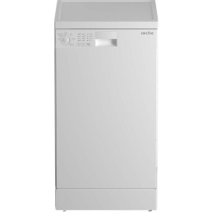 Masina de spalat vase Arctic DFS0502, Slim, 10 seturi, 5 programe, Sistem dedurizare apa, AquaProtect, Amanare pornire, Clasa E, 45 cm, Alb