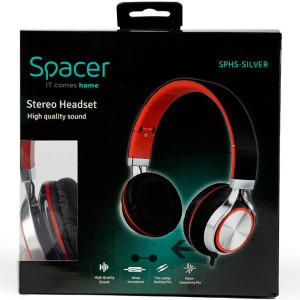 Spacer On-Ear, SPHS-SILVER-USB Black-Red