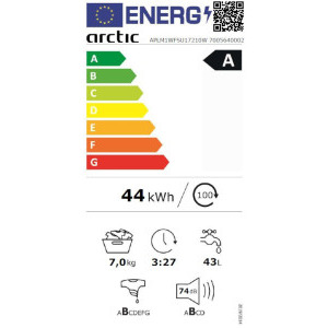 Arctic APLM1WFSU17210W, 7 kg, 1200 RPM, Clasa A, Silent Inverter, ExtraSteam, Add-In, Alb