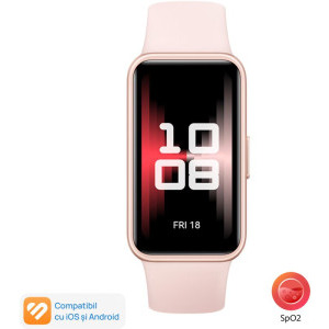 Huawei Band 9, Charm Pink Body cu Charm Pink Fluoroelastomer Strap