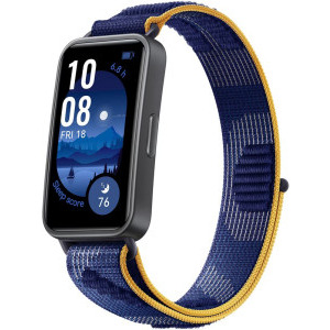 Bratara fitness Huawei Band 9, Dark Gray Body cu Blue Nylon Strap