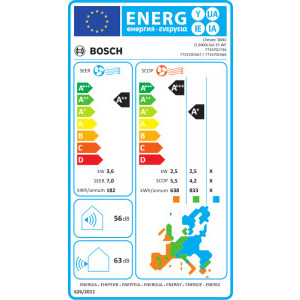 Bosch Climate 3000i, 12000 BTU, Clasa A++/A+, Wi-Fi Ready, Inverter, i-Clean