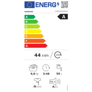 Samsung WW90DG6G94LKU4, Slim, 9 kg, 1400 RPM, Clasa A, Digital Inverter, Auto Dispense, AI EcoBubble, AI Energy, SpaceMax, SmartThings, Alb