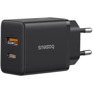 Incarcator retea Baseus Cube, 1x USB-C, 1x USB, Quick Charge 20 W, Black