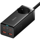 Incarcator retea Baseus GaN3 Pro Powerstrip, 2x USB-C, 2x USB, 1x Schuko, Quick Charge 100 W, Black + Cablu USB-C inclus