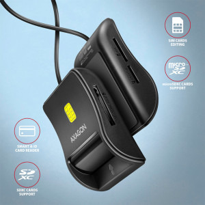 AXAGON Cititor electronic carti de identitate CRE-SM3SD, USB 2.0