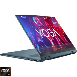 Laptop Lenovo 14 Yoga 7 2-in-1 14AKP10, WUXGA OLED Touch, Procesor AMD Ryzen™ AI 5 340 (16M Cache, up to 4.8 GHz), 24GB LPDDR5X, 1TB SSD, AMD Radeon 840M, Win 11 Home, Tidal Teal, 3Yr Onsite Premium Care