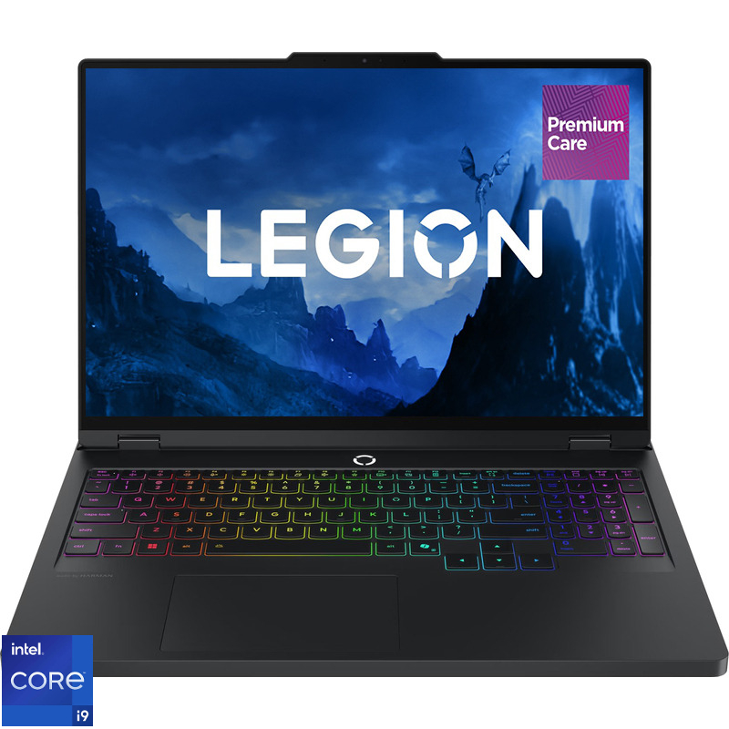 Laptop Lenovo Gaming 16'' Legion Pro 5 16IRX10, WQXGA IPS 240Hz G-Sync, Procesor Intel® Core™ i9 14900HX (36M Cache, up to 5.80 GHz), 32GB DDR5, 2x 1TB SSD, GeForce RTX 5070 8GB, No OS, Eclipse Black, 3Yr Onsite Premium Care