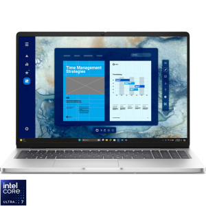 Laptop DELL 16 Pro 16 PC16250, FHD+, Procesor Intel® Core™ Ultra 7 255U (12M Cache, up to 5.20 GHz), 16GB DDR5, 1TB SSD, Intel Graphics, Win 11 Pro, Platinum Silver, 3Yr ProSupport