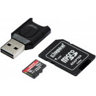 Card memorie Kingston Micro SDXC Canvas React Plus Clasa 10 UHS-II 64GB + Adaptor SD + cititor USB