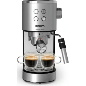 Espressor de cafea Krups manual Virtuoso+ XP499EE0, 1350W, 15bar, 1L, Argintiu/Negru