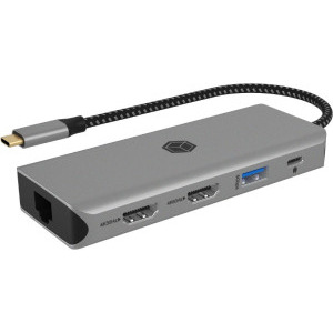 Icy Box Docking Station IB-DK4012-CPD, 9-in-1, 100W Power Delivery, 2x HDMI, 2x USB 3.0, 1x USB 2.0, Gigabit LAN, SD/microSD card reader