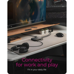 Icy Box Docking Station IB-DK4071M-CU31, USB Tip C, 7-in-1, incarcare 100W, redare 4K, M.2 SSD slot