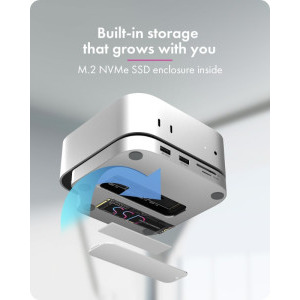 Icy Box Docking Station IB-DK100, USB-C, 7-in-1, M.2 NVMe slot, 4K HDMI, 3x USB, SD/microSD, Silver