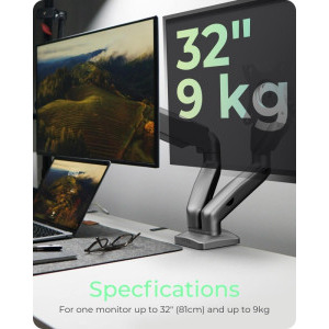 Icy Box IB-MS204-T, Dual monitor, max. 32 inch, Argintiu