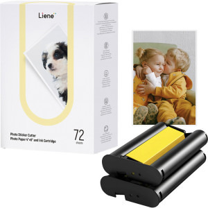 Liene Photo Paper 101.6 x 152.4 mm (4 x 6 inch) 72 coli + 2x Cartus ribbon pentru PixCut S1