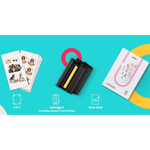 Liene Sticker Paper 101.6 x 177.8 mm (4 x 7 inch) 72 coli + 2x Cartus ribbon pentru PixCut S1