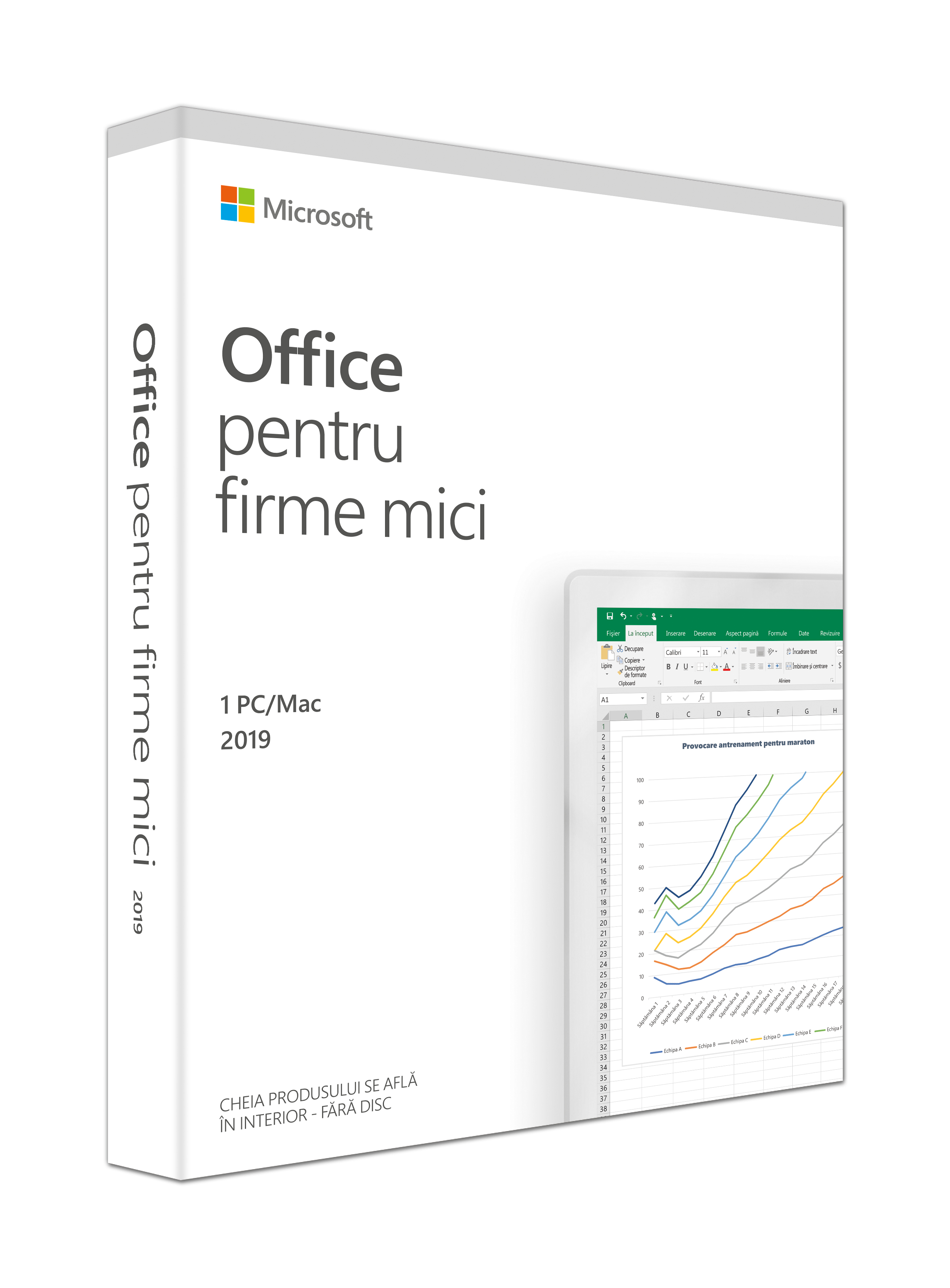 Aplicatie Microsoft Office Home and Business 2019 Romana, 32-bit/x64, 1 PC, Medialess Retail