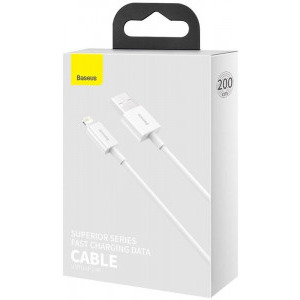 Baseus Superior, CALYS-C02, USB Male la Lightning Male, 2 m, White