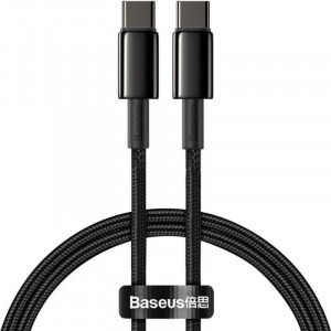 Cablu de date / adaptor Baseus CATWJ-A01, USB-C Male la USB-C Male, 2 m, Black, amperaj maxim suportat 5A 100W