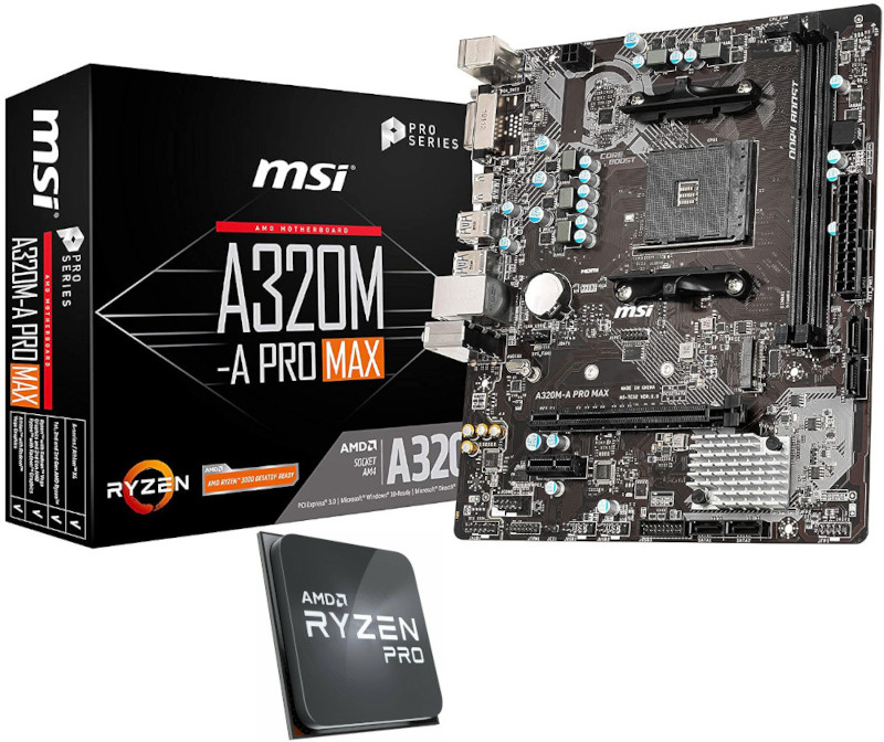 Procesor AMD Ryzen 3 PRO 2100GE 3.2GHz + Placa de baza MSI A320M-A PRO MAX (Starter KIT)