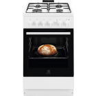 Aragaz Electrolux LKG504012W, Gaz, 4 arzatoare, Aprindere integrata, Sistem de siguranta, Autocuratare catalitica, Grill, Rotisor, 50 cm, Alb