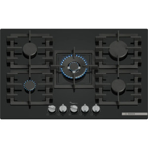 Bosch PPQ7A6I40, Gaz, 5 zone de gatit, FlameSelect, Aprindere electrica integrata, Sistem de siguranta, Gratar fonta, Wok, 75 cm, Negru