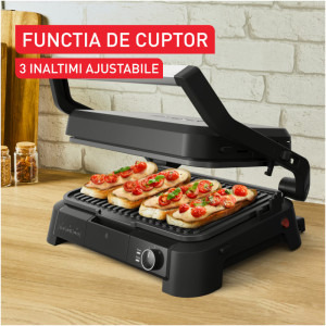 Tefal Gratar electric SuperGrill XL 3-in-1 GC520DE0, 2000W, Negru/Argintiu