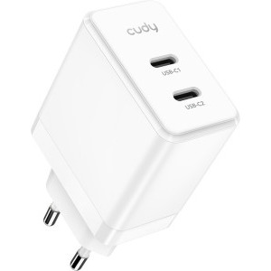 Incarcator retea CUDY CH40, 2x USB-C, Quick Charge 40 W, GaN, White