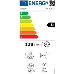Heinner HHPD-M9G3A++, Pompa de caldura, 9 kg, Clasa D, Inverter, Iluminare interioara, Alb