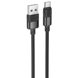 Cablu de date / adaptor Borofone BX106, USB Male la USB-C Male, 1 m, Black, amperaj maxim suportat 3A