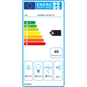 AEG telescopica GDP866PB, Putere de absorbtie 650 m3/h, Clasa A, 4 trepte de viteza, Iluminare LED, SilenceTech, SecureHold, Hob2Hood, 60 cm, Negru