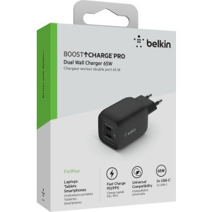 Belkin GaN 65W 2x USB-C, Black