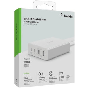 Belkin BoostCharge Pro, GaN 108W, 2x USB, 2x USB-C, White