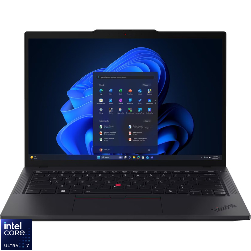 Laptop Lenovo 14'' ThinkPad T14 Gen 6, 2.8K OLED Touch 120Hz VRR, Procesor Intel® Core™ Ultra 7 255U (12M Cache, up to 5.20 GHz), 32GB DDR5, 1TB SSD, Intel Graphics, 4G LTE, Win 11 Pro, Black