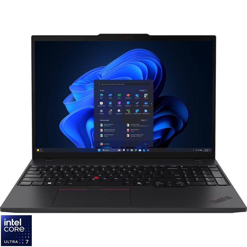 Laptop Lenovo 16'' ThinkPad T16 Gen 4, WUXGA IPS, Procesor Intel® Core™ Ultra 7 255U (12M Cache, up to 5.20 GHz), 32GB DDR5, 1TB SSD, Intel Graphics, 4G LTE, Win 11 Pro, Black