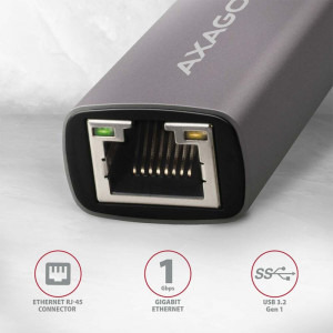 AXAGON 1x USB 3.2 Male - 1x RJ-45 Female Gri