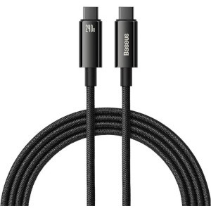 Cablu de date / adaptor Baseus Tungsten Gold, USB-C Male la USB-C Male, 240 W, 1 m, Black
