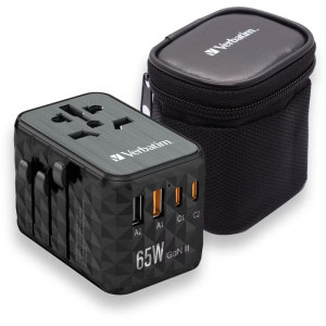 Verbatim Adaptor Universal UTA-05 Travel, 65W GaN3, 2x USB-C PD & QC4.0 + 2x USB