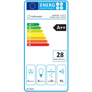Turbionaire integrata TH75RCB, Putere de absorbtie 800 m3/h, Clasa A++, Aspiratie perimetrala, Touch Control, Telecomanda, Iluminare LED, 75 cm, Negru