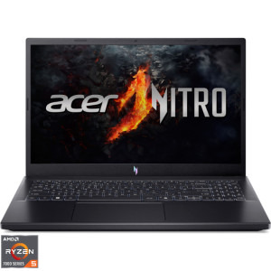 Laptop Acer Gaming 15.6 Nitro V 15 ANV15-41, FHD IPS 144Hz, Procesor AMD Ryzen™ 5 7535HS (16M Cache, up to 4.55 GHz), 16GB DDR5, 512GB SSD, GeForce RTX 3050 6GB, No OS, Obsidian Black
